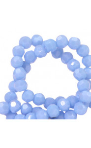 Faceted glass beads 4mm round Sky blue-pearl shine coating